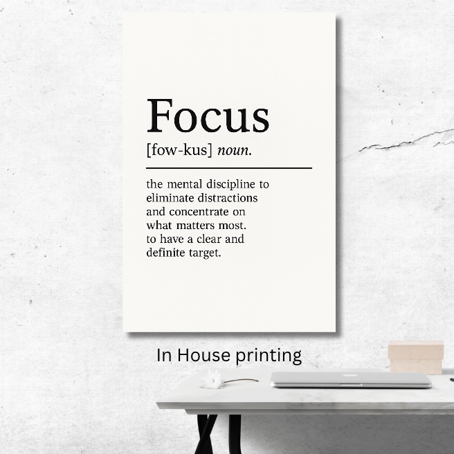 Focus Definition Motivational Print Office Wall Art Decor | Motivational Wall Decor | Focus Poster | Inspirational Wall Art - Doublenightprints