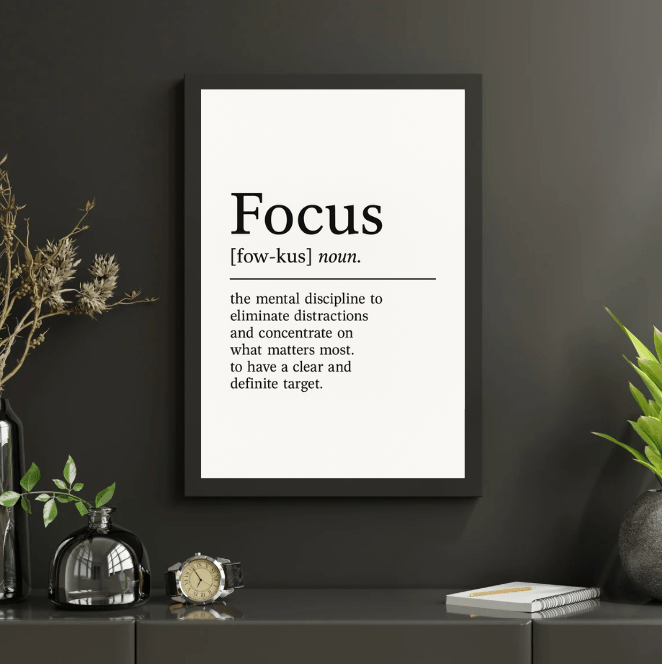 Focus Definition Motivational Print Office Wall Art Decor | Motivational Wall Decor | Focus Poster | Inspirational Wall Art - Doublenightprints