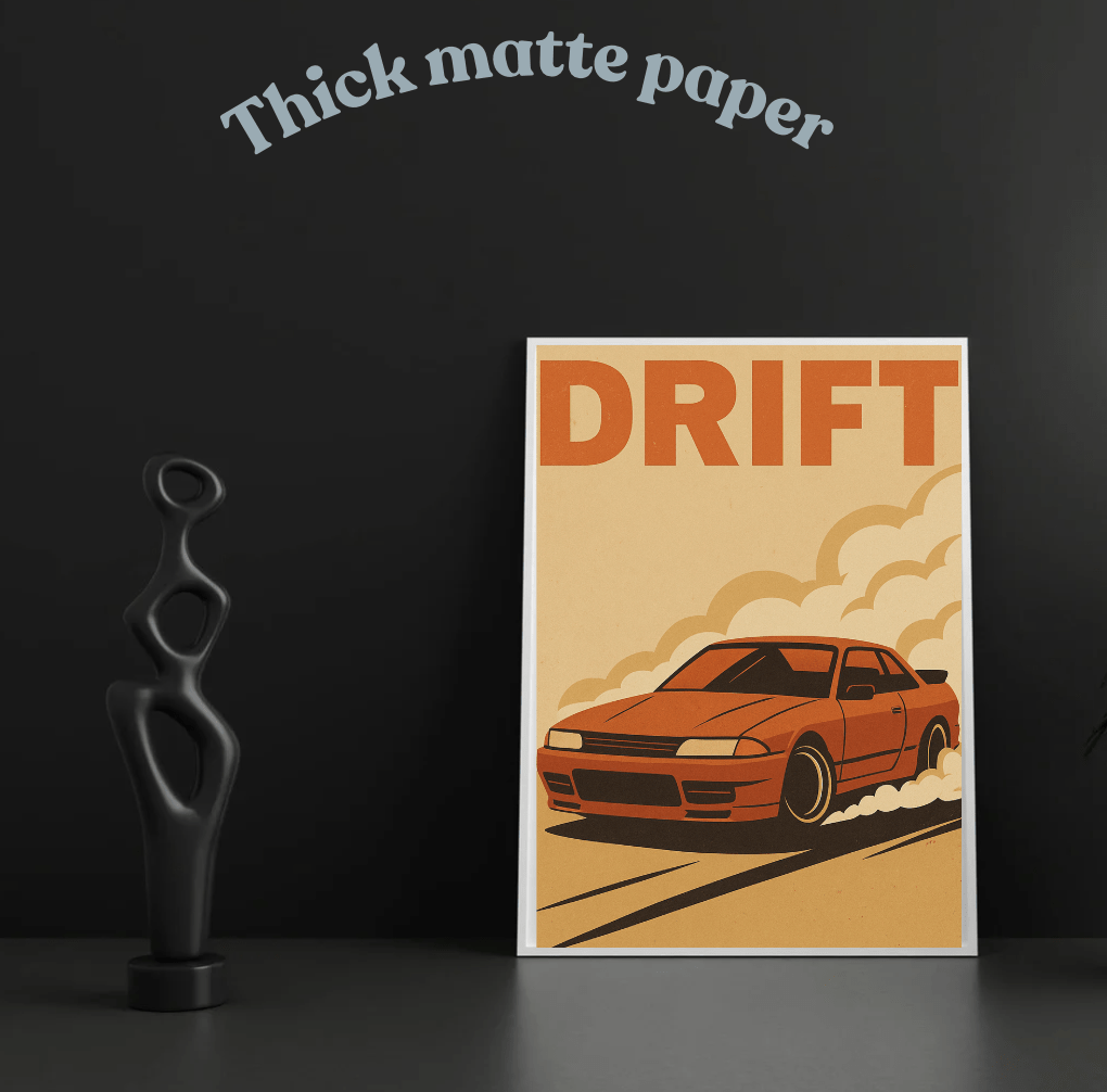 Drift in Smoke — Retro Drift Car Poster - Doublenightprints