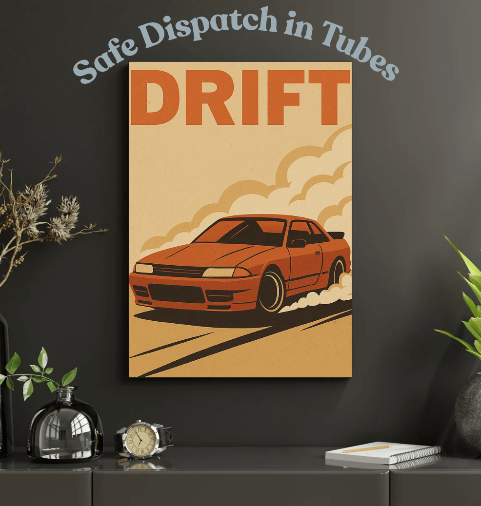 Drift in Smoke — Retro Drift Car Poster - Doublenightprints