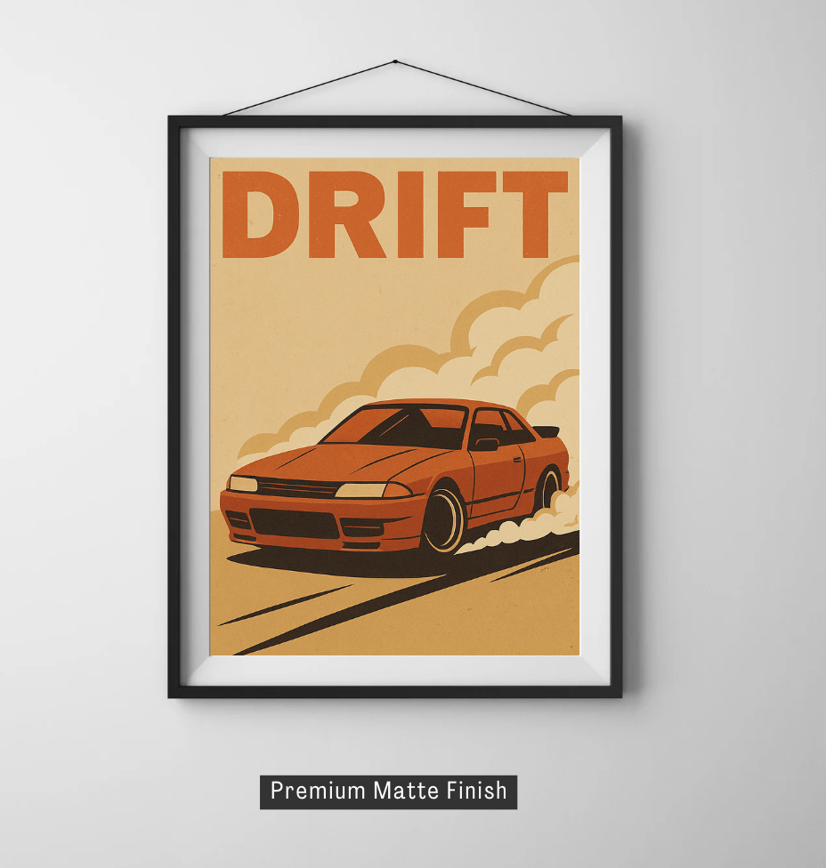 Drift in Smoke — Retro Drift Car Poster - Doublenightprints