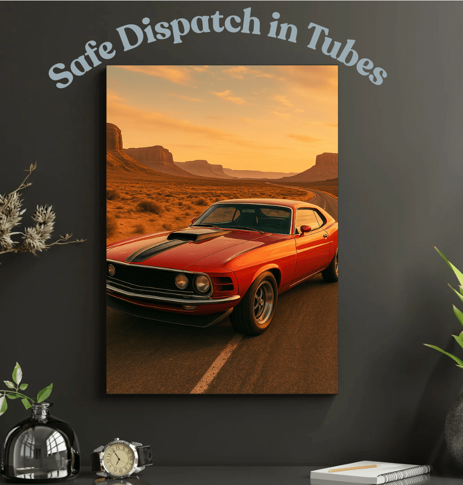 Desert Highway Muscle — Sunset Car Poster - Doublenightprints