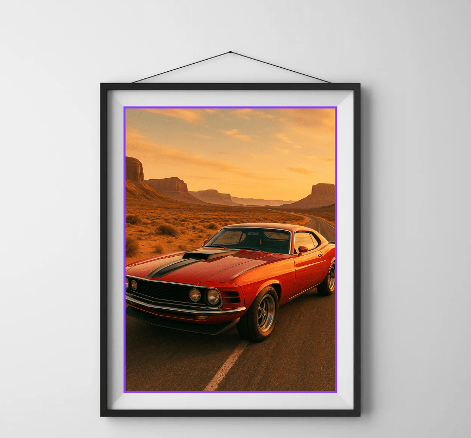 Desert Highway Muscle — Sunset Car Poster - Doublenightprints