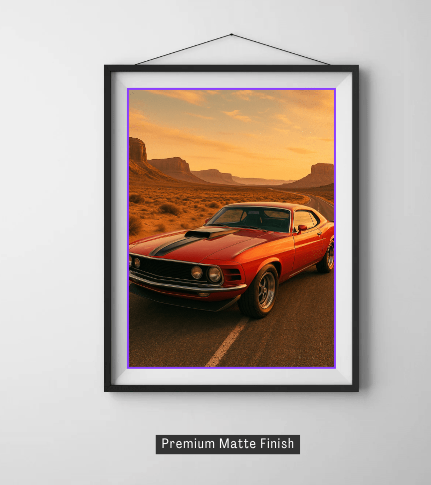Desert Highway Muscle — Sunset Car Poster - Doublenightprints