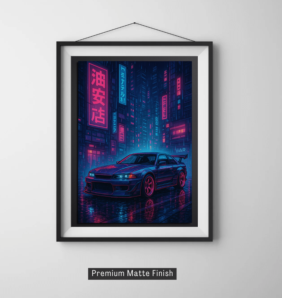 Neon Street Racer — Cyberpunk Night Poster - Doublenightprints