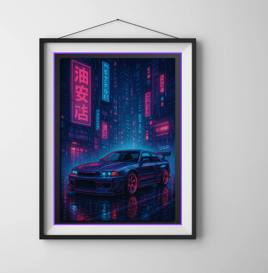Neon Street Racer — Cyberpunk Night Poster - Doublenightprints