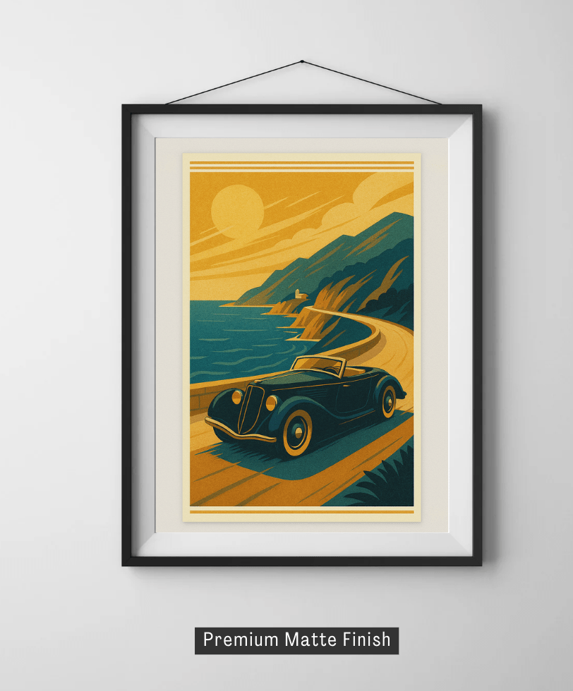 Coastal Roadster — Art Deco Motoring Poster - Doublenightprints