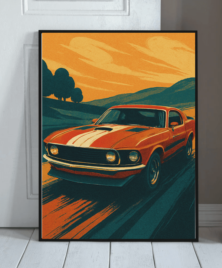 Vintage Fastback ’69 — Classic Muscle Car Poster - Doublenightprints