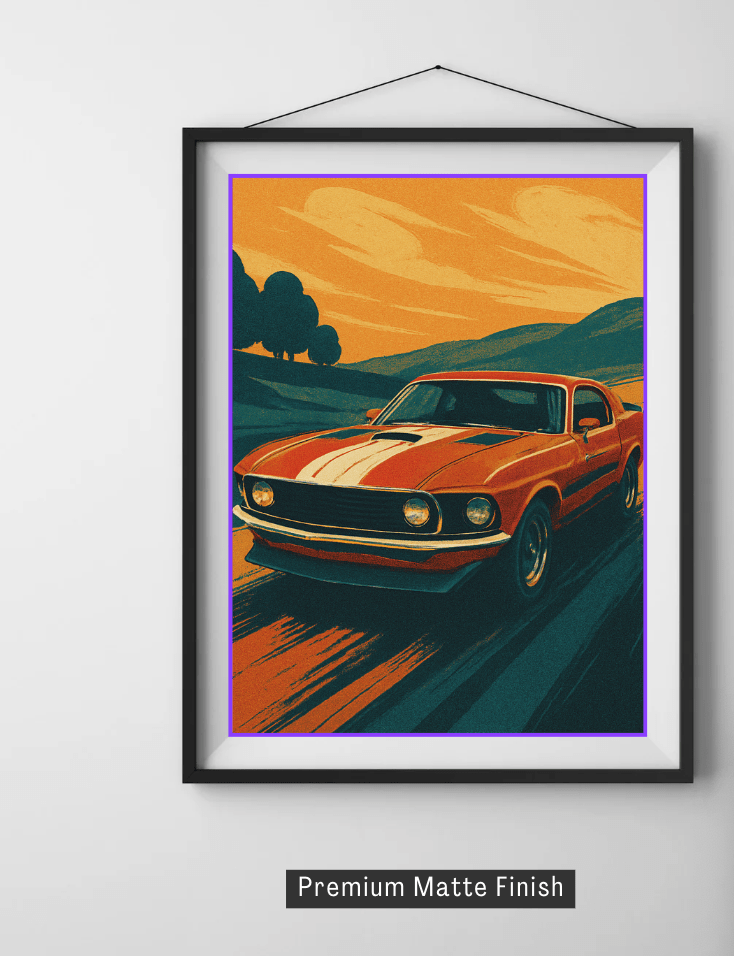 Vintage Fastback ’69 — Classic Muscle Car Poster - Doublenightprints