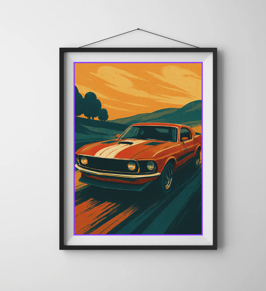 Vintage Fastback ’69 — Classic Muscle Car Poster - Doublenightprints