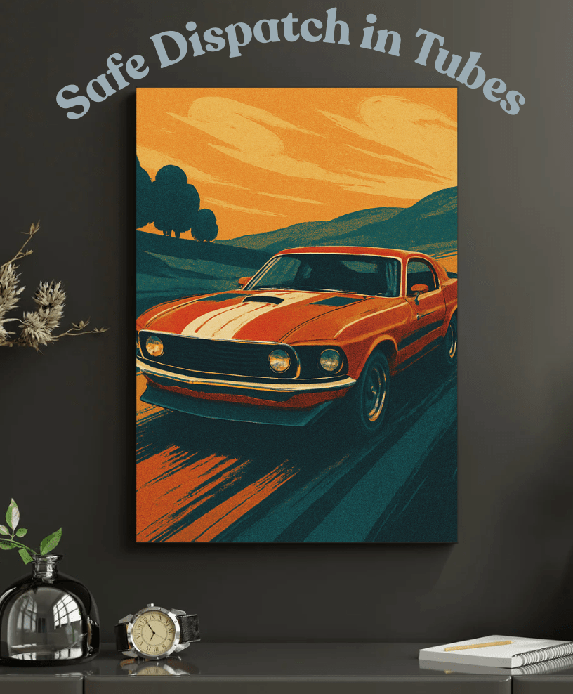 Vintage Fastback ’69 — Classic Muscle Car Poster - Doublenightprints