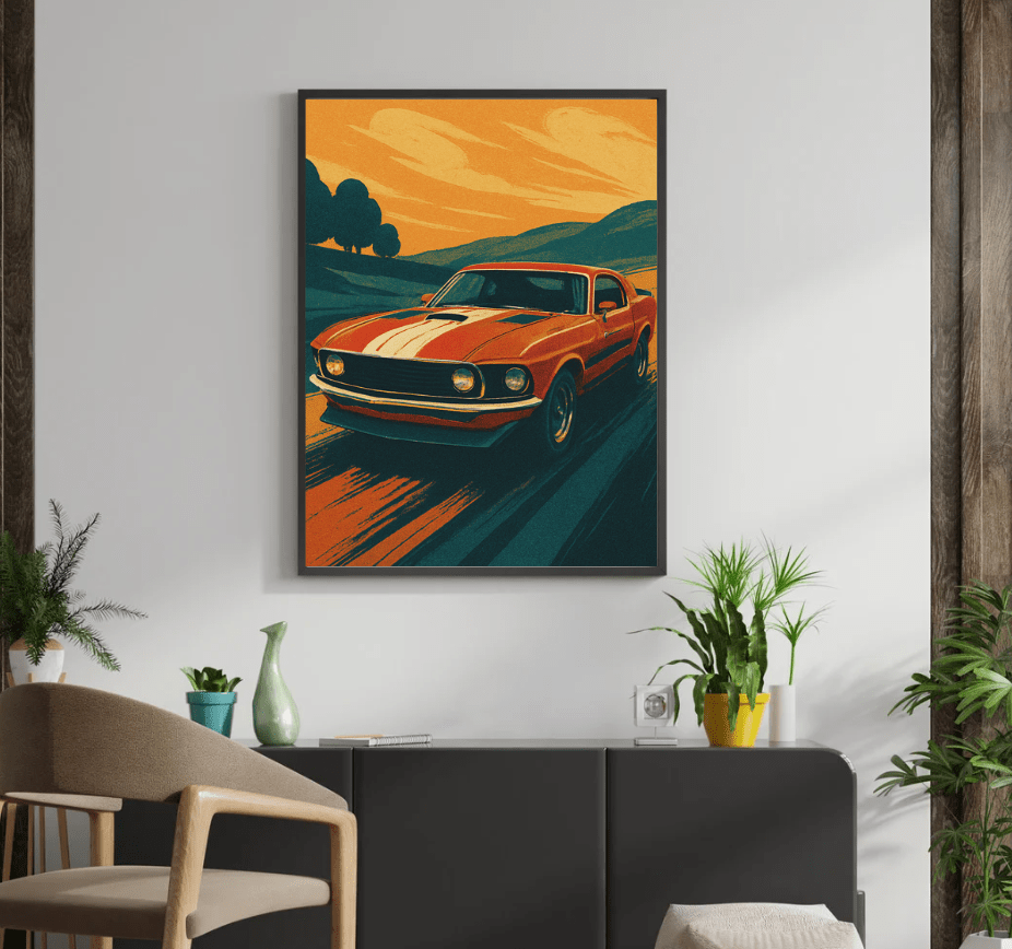 Vintage Fastback ’69 — Classic Muscle Car Poster - Doublenightprints