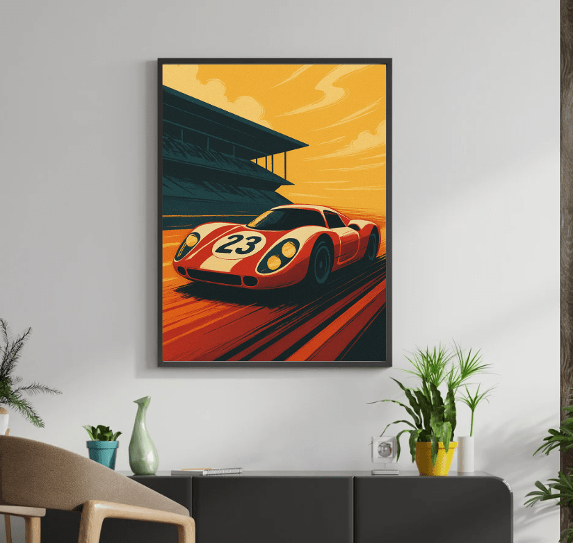 Retro Race Car No.23 — Vintage Motorsport Poster - Doublenightprints