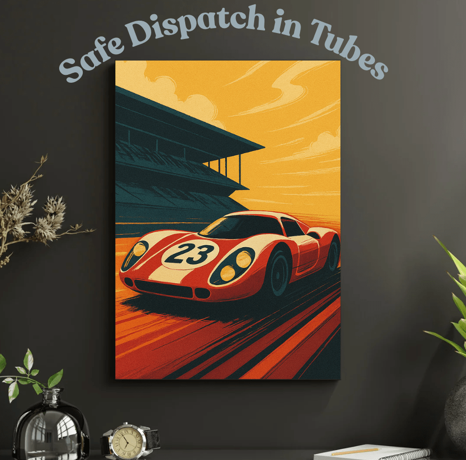 Retro Race Car No.23 — Vintage Motorsport Poster - Doublenightprints