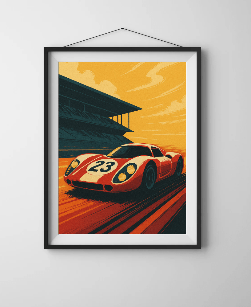 Retro Race Car No.23 — Vintage Motorsport Poster - Doublenightprints