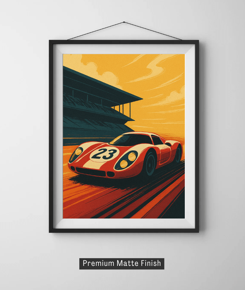 Retro Race Car No.23 — Vintage Motorsport Poster - Doublenightprints
