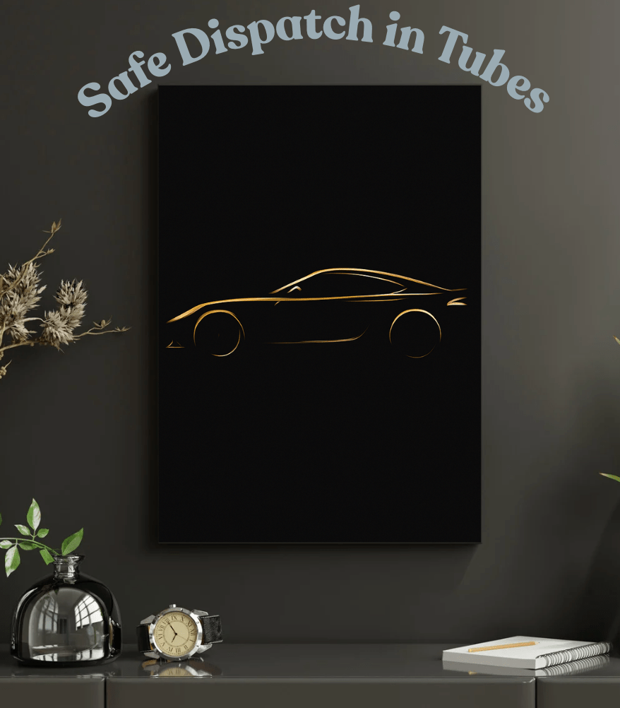 Gold Supercar Silhouette — Minimal Luxury Car Poster - Doublenightprints