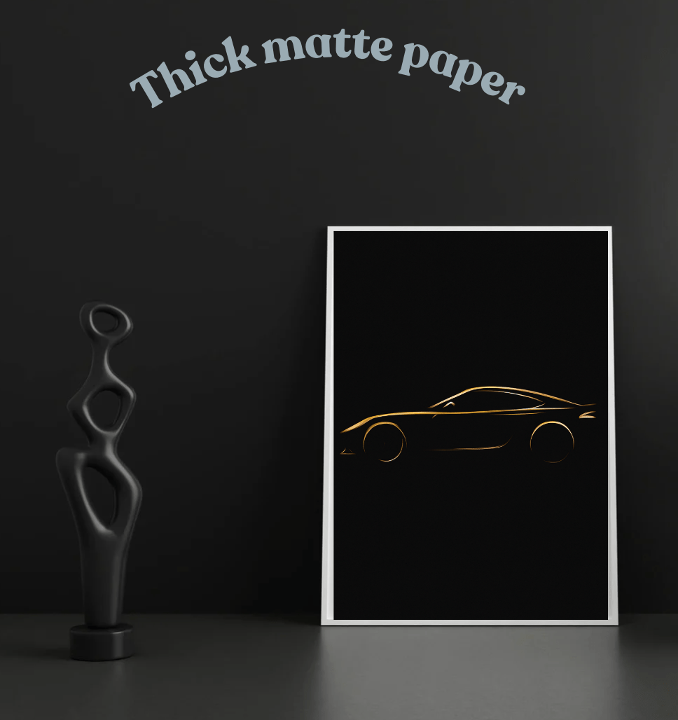 Gold Supercar Silhouette — Minimal Luxury Car Poster - Doublenightprints
