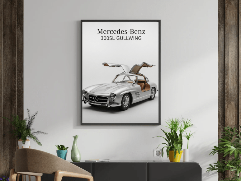 Mercedes‑Benz 300SL Gullwing — Studio Poster - Doublenightprints