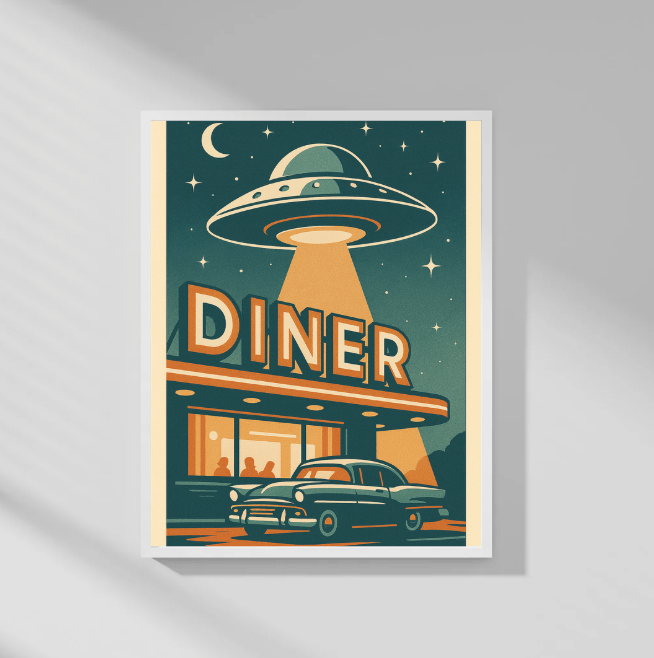 American Diner — Retro Sci‑Fi Poster - Doublenightprints
