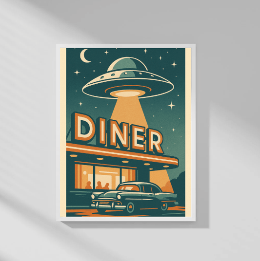American Diner — Retro Sci‑Fi Poster - Doublenightprints