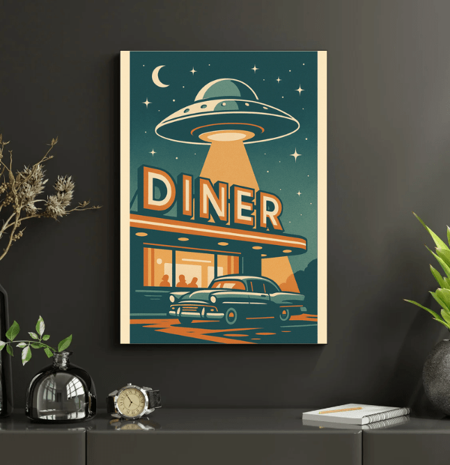 American Diner — Retro Sci‑Fi Poster - Doublenightprints