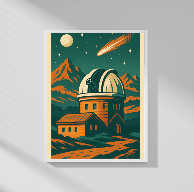Observatory — Retro Sci‑Fi Poster - Doublenightprints