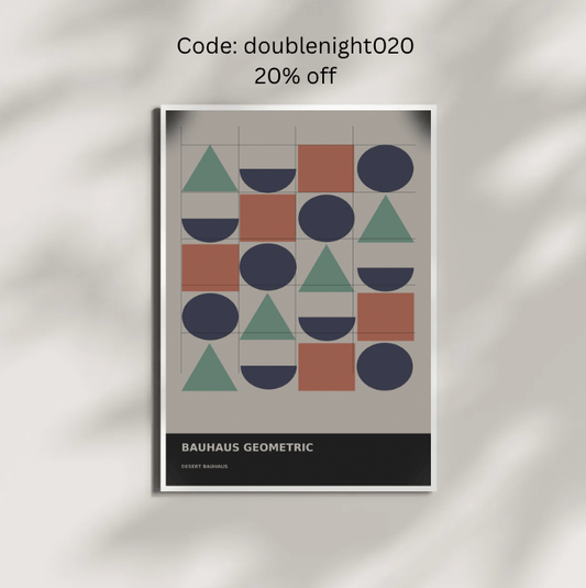 Bauhaus Geometric 02 — Desert Bauhaus | Abstract Wall Art Poster (A1/A2/A3/A4) - Doublenightprints