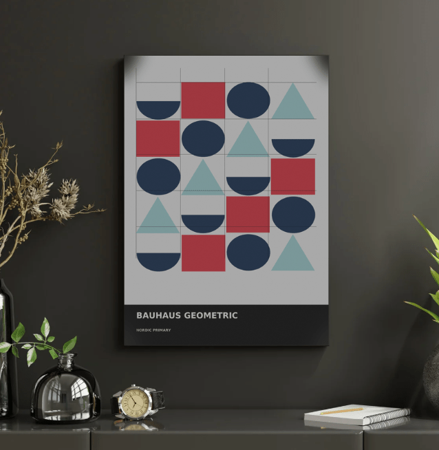 Bauhaus Geometric 03 — Nordic Primary | Abstract Wall Art Poster (A1/A2/A3/A4) - Doublenightprints