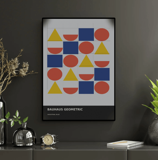 Bauhaus Geometric 06 — Industrial Blue | Abstract Wall Art Poster (A1/A2/A3/A4) - Doublenightprints