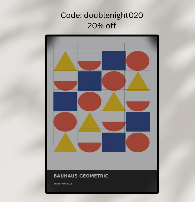 Bauhaus Geometric 06 — Industrial Blue | Abstract Wall Art Poster (A1/A2/A3/A4) - Doublenightprints