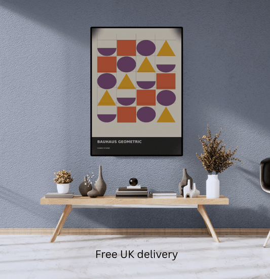 Bauhaus Geometric 07 — Warm Studio | Abstract Wall Art Poster (A1/A2/A3/A4) - Doublenightprints