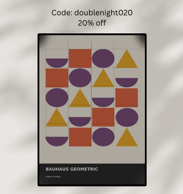Bauhaus Geometric 07 — Warm Studio | Abstract Wall Art Poster (A1/A2/A3/A4) - Doublenightprints