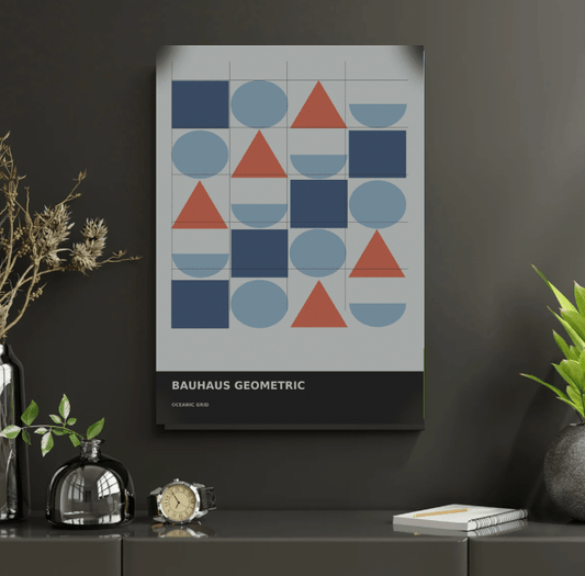 Bauhaus Geometric 08 — Oceanic Grid | Abstract Wall Art Poster (A1/A2/A3/A4) - Doublenightprints