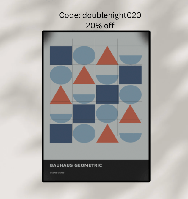 Bauhaus Geometric 08 — Oceanic Grid | Abstract Wall Art Poster (A1/A2/A3/A4) - Doublenightprints