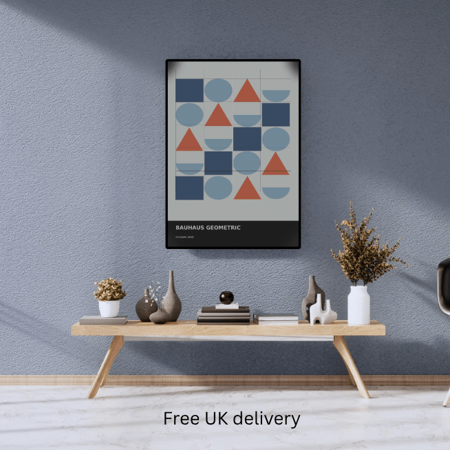 Bauhaus Geometric 08 — Oceanic Grid | Abstract Wall Art Poster (A1/A2/A3/A4) - Doublenightprints