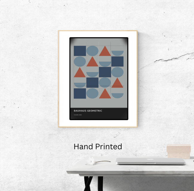 Bauhaus Geometric 08 — Oceanic Grid | Abstract Wall Art Poster (A1/A2/A3/A4) - Doublenightprints