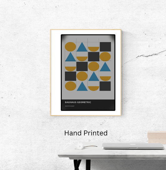 Bauhaus Geometric 09 — Graphite Accent | Abstract Wall Art Poster (A1/A2/A3/A4) - Doublenightprints
