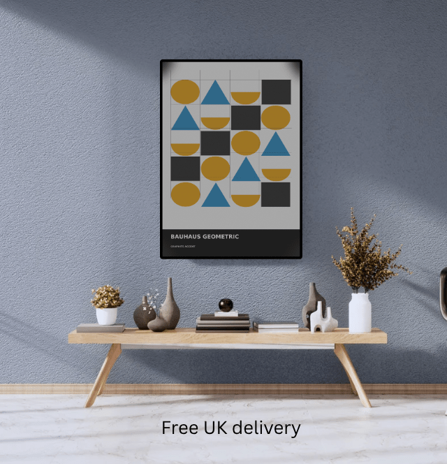 Bauhaus Geometric 09 — Graphite Accent | Abstract Wall Art Poster (A1/A2/A3/A4) - Doublenightprints