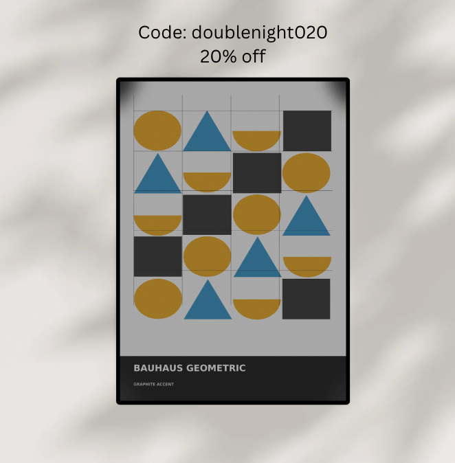 Bauhaus Geometric 09 — Graphite Accent | Abstract Wall Art Poster (A1/A2/A3/A4) - Doublenightprints