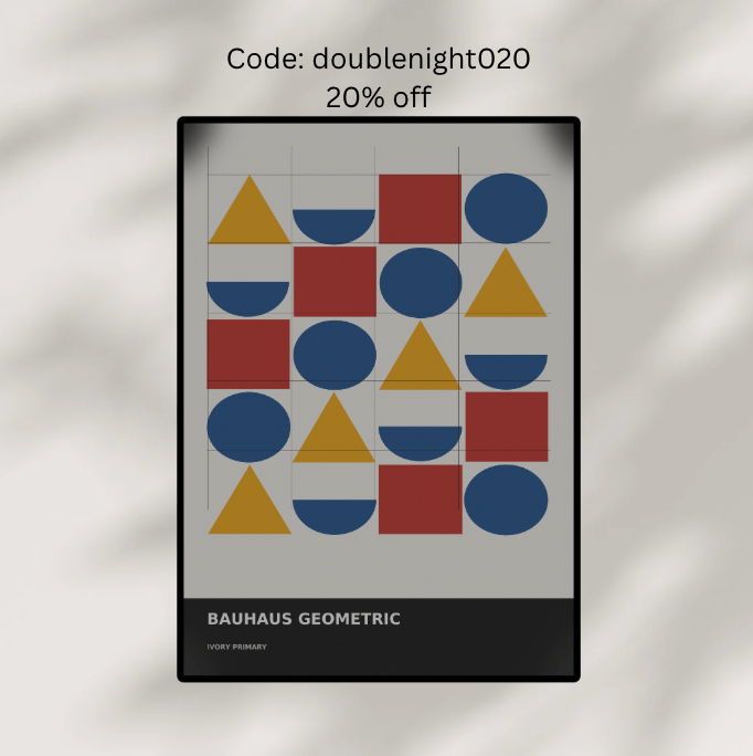 Bauhaus Geometric 10 — Ivory Primary | Abstract Wall Art Poster (A1/A2/A3/A4) - Doublenightprints