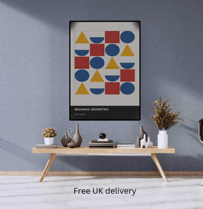 Bauhaus Geometric 10 — Ivory Primary | Abstract Wall Art Poster (A1/A2/A3/A4) - Doublenightprints