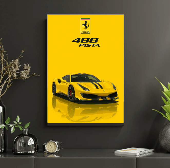Ferrari 488 Pista Poster - Supercar Poster - Car enthusiast wall art - Car Posters - Doublenightprints