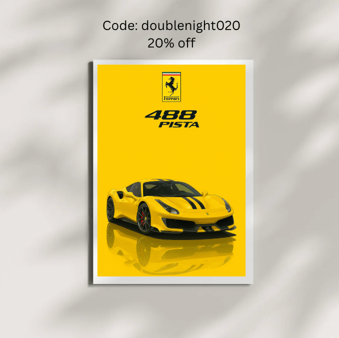 Ferrari 488 Pista Poster - Supercar Poster - Car enthusiast wall art - Car Posters - Doublenightprints
