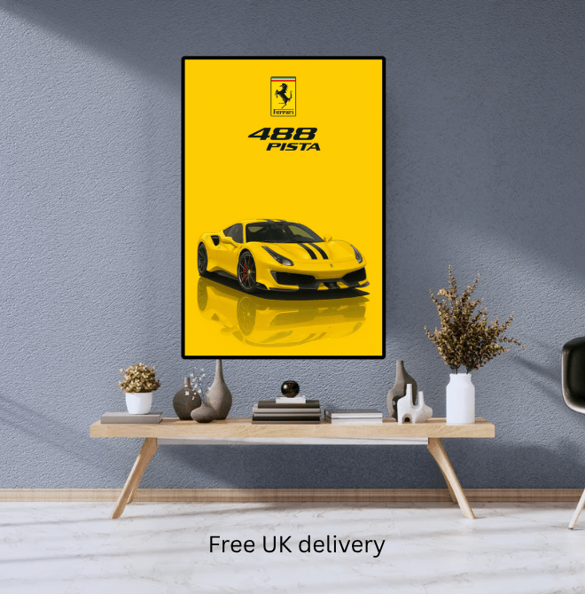 Ferrari 488 Pista Poster - Supercar Poster - Car enthusiast wall art - Car Posters - Doublenightprints