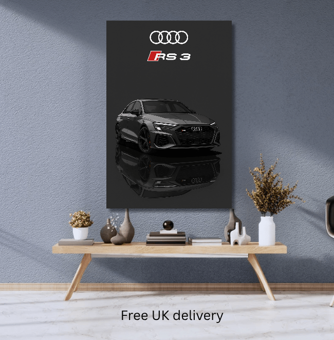 Audi RS3 Poster - Car enthusiast Wall art - Custom Car Poster UK - Doublenightprints
