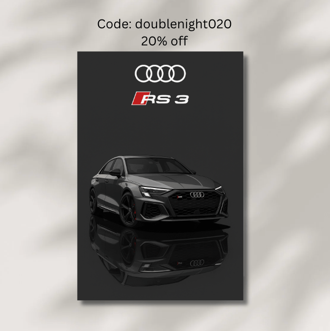 Audi RS3 Poster - Car enthusiast Wall art - Custom Car Poster UK - Doublenightprints