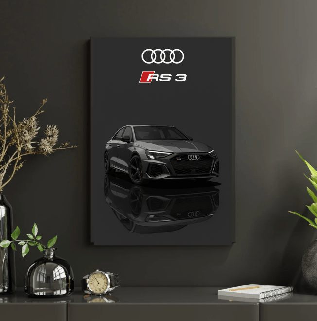 Audi RS3 Poster - Car enthusiast Wall art - Custom Car Poster UK - Doublenightprints