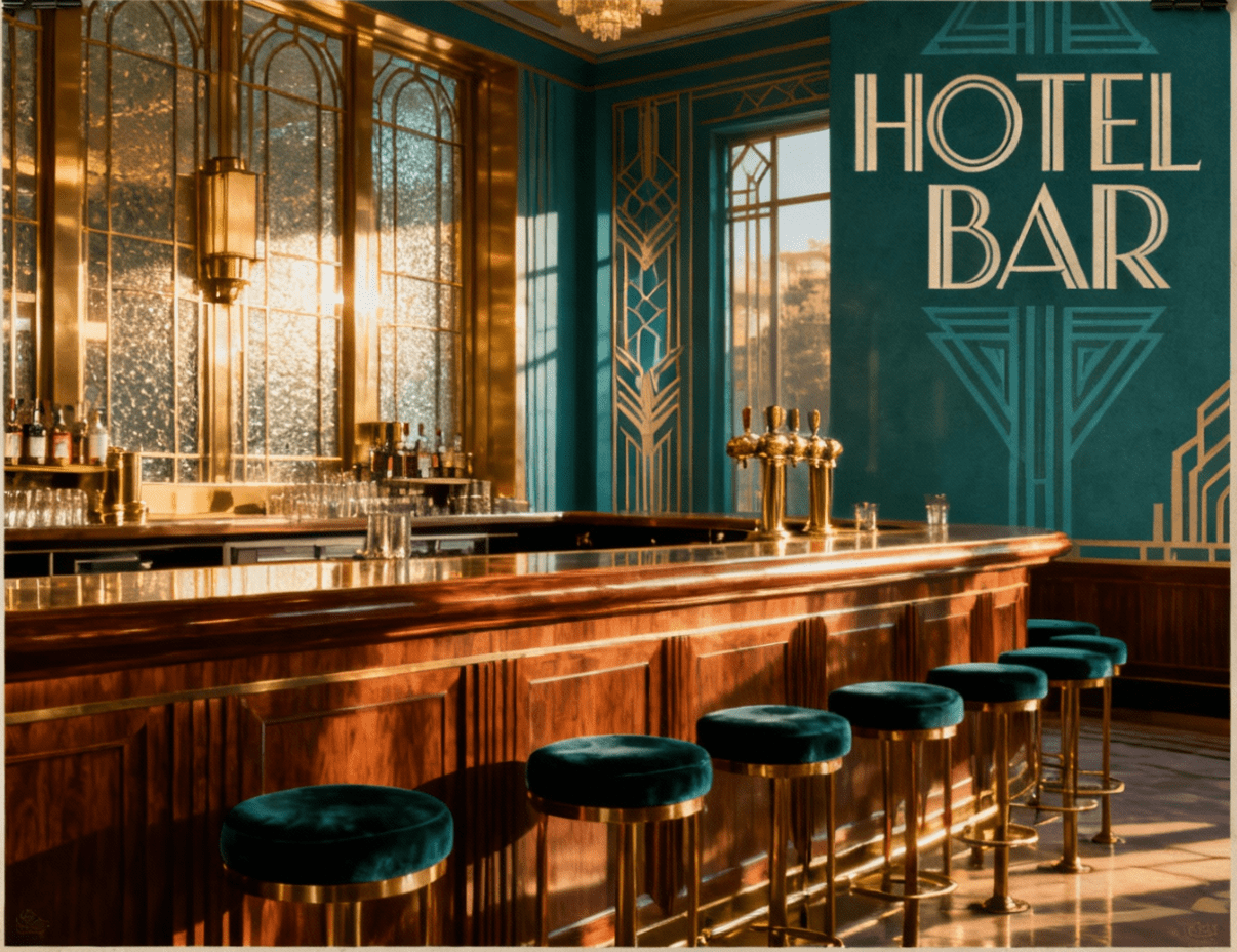 Hotel Bar Retro Print— Retro Luxury Hotel Bar Poster - Doublenightprints