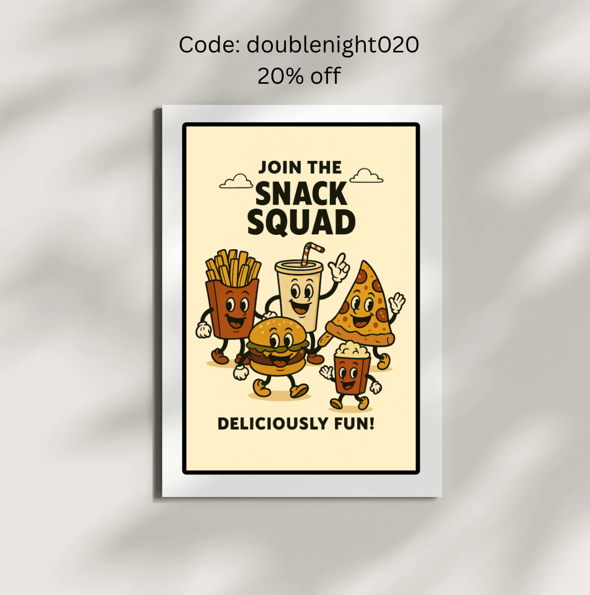 Join the Snack Squad – Retro Food Poster (Portrait) - Doublenightprints